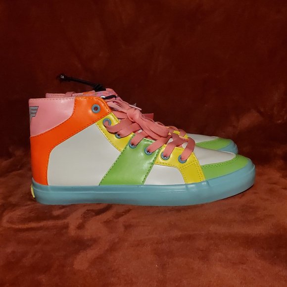 NEW DC Comics Wonder Woman 1984 Bright Neon High Top Sneakers Size 7 - Picture 4 of 5